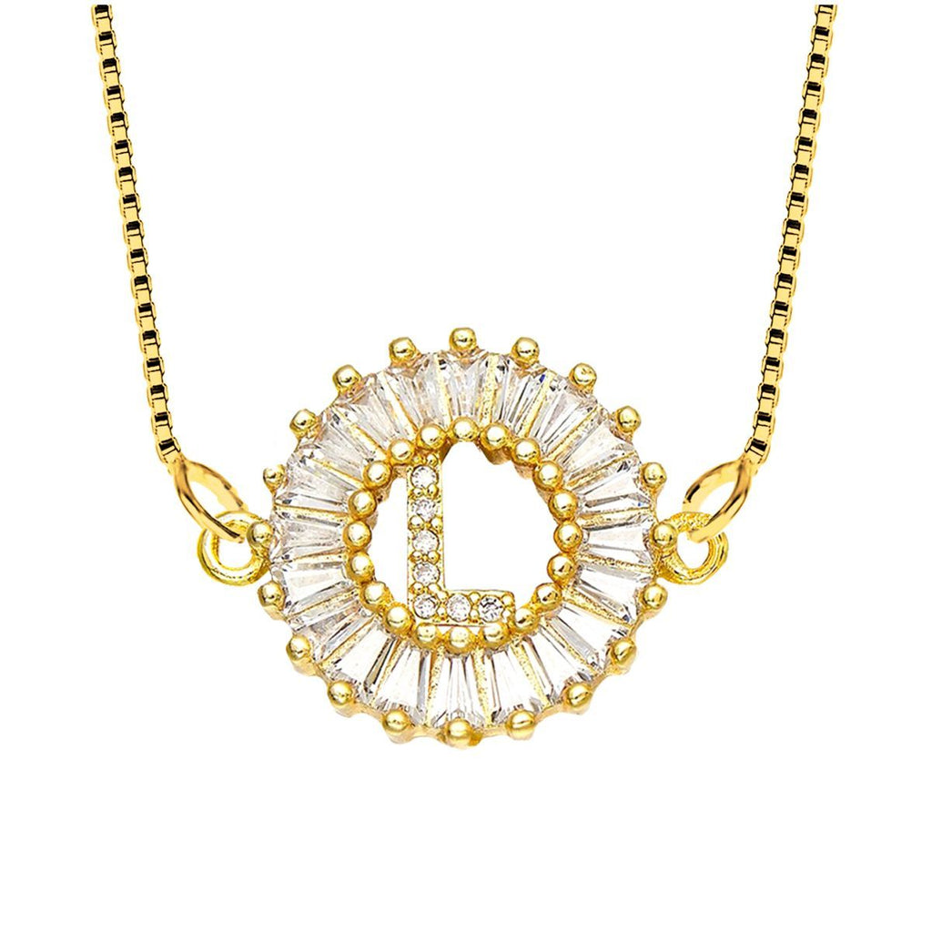CZ Gold Initial Alphabet Letter B Necklace Pendant Chain Bulk