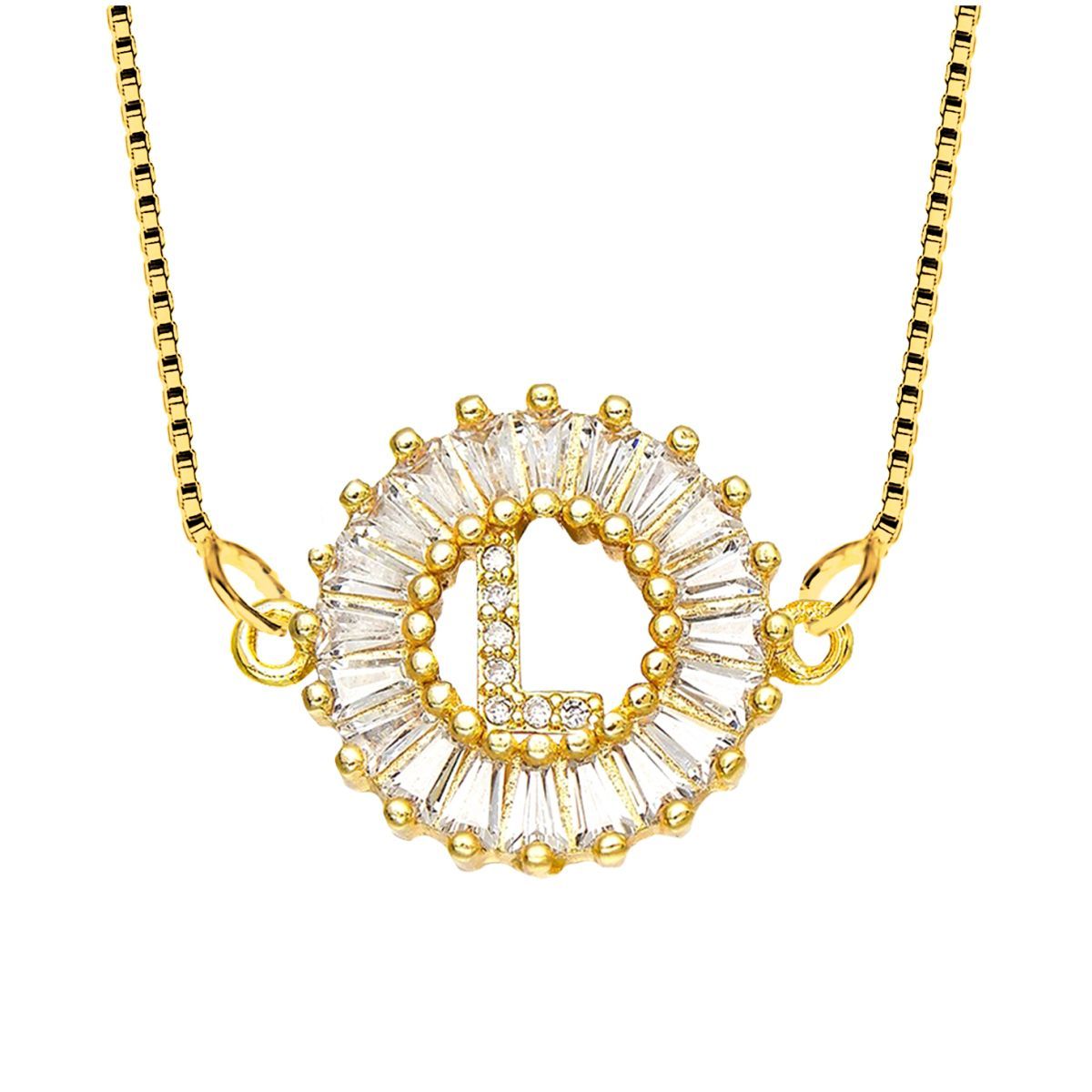 CZ Gold Initial Alphabet Letter B Necklace Pendant Chain Bulk