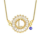 Evil Eye Cz Gold Initial Alphabet Letter B Necklace Pendant Chain