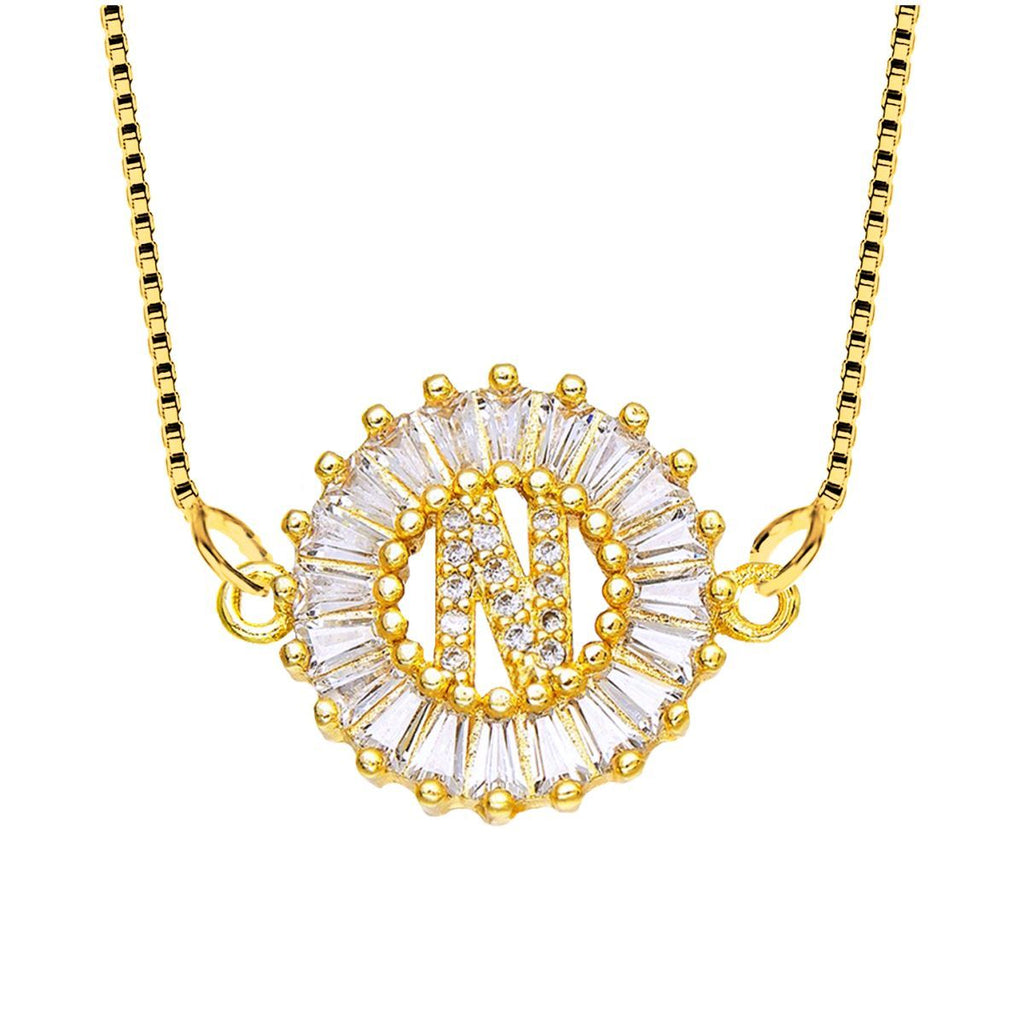 CZ Gold Initial Alphabet Letter B Necklace Pendant Chain Bulk
