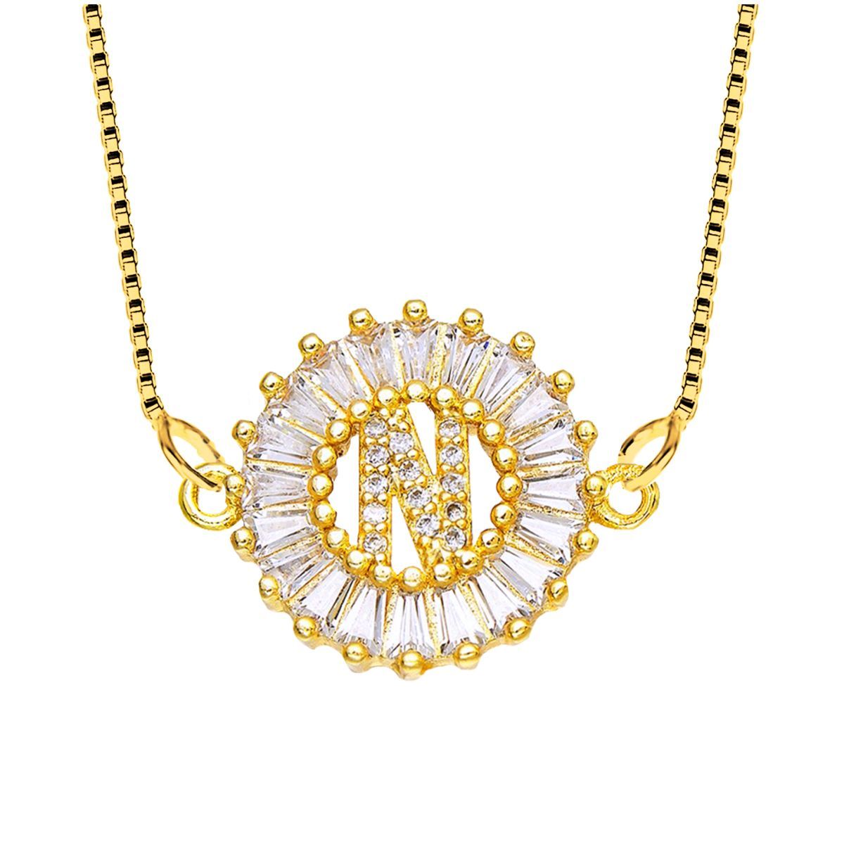 CZ Gold Initial Alphabet Letter B Necklace Pendant Chain Bulk