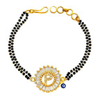 Evil Eye Customised Alphabet Initial Letters Baguette Cubic Zirconia 22K Gold Hand Mangalsutra Bracelet For Women