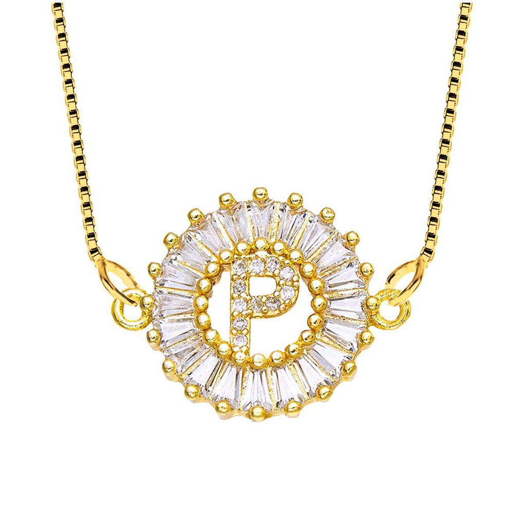 CZ Gold Initial Alphabet Letter B Necklace Pendant Chain Bulk
