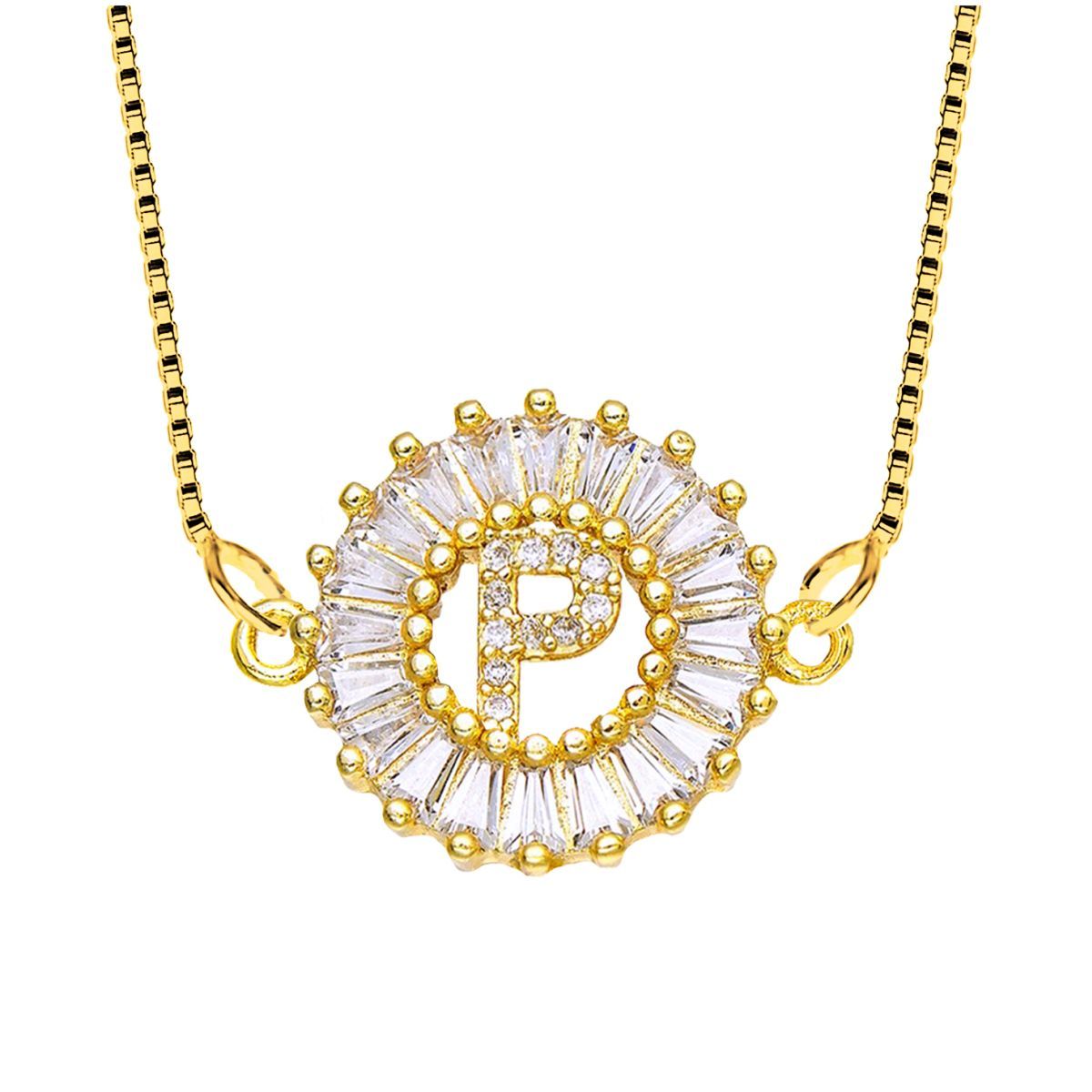 CZ Gold Initial Alphabet Letter B Necklace Pendant Chain Bulk
