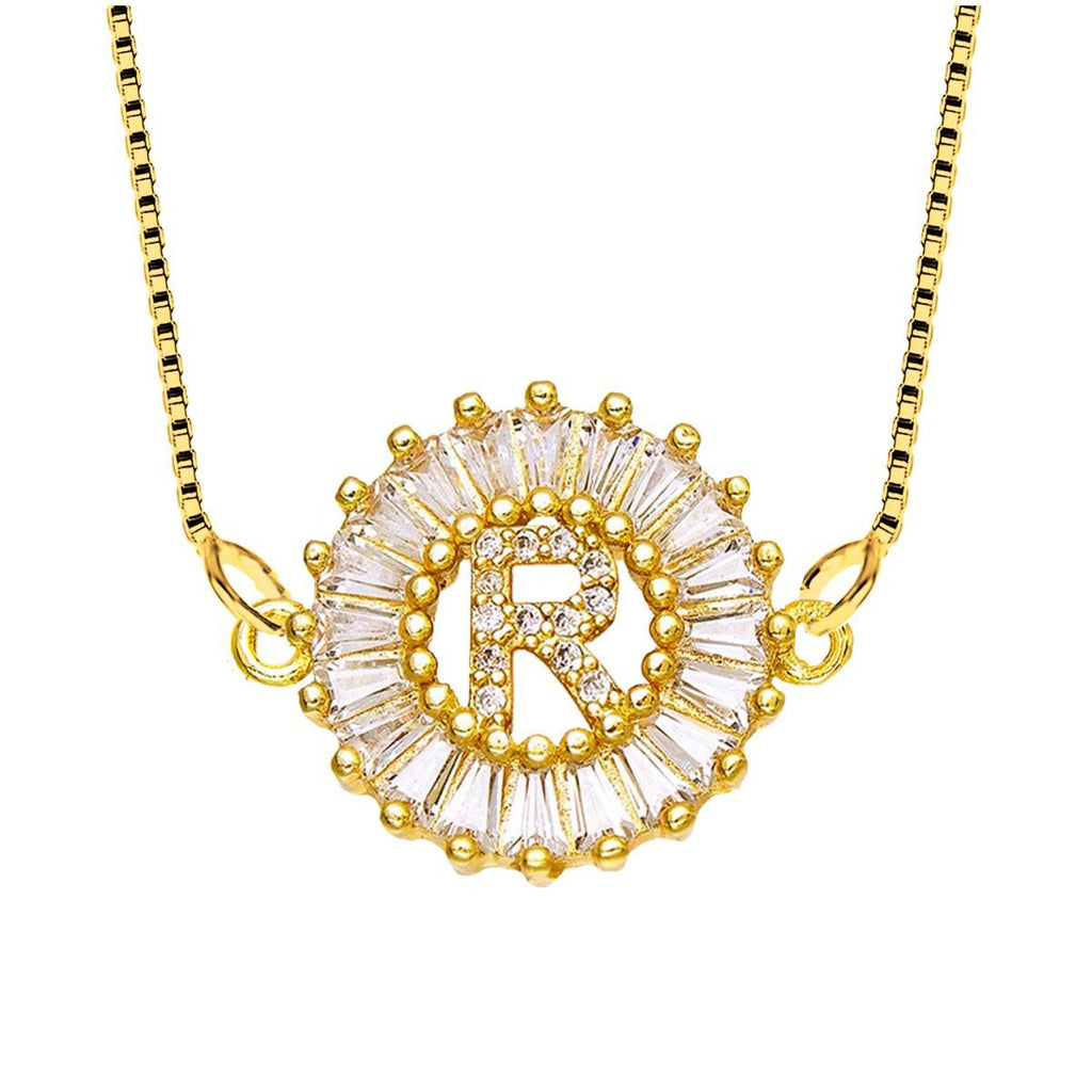 CZ Gold Initial Alphabet Letter B Necklace Pendant Chain Bulk