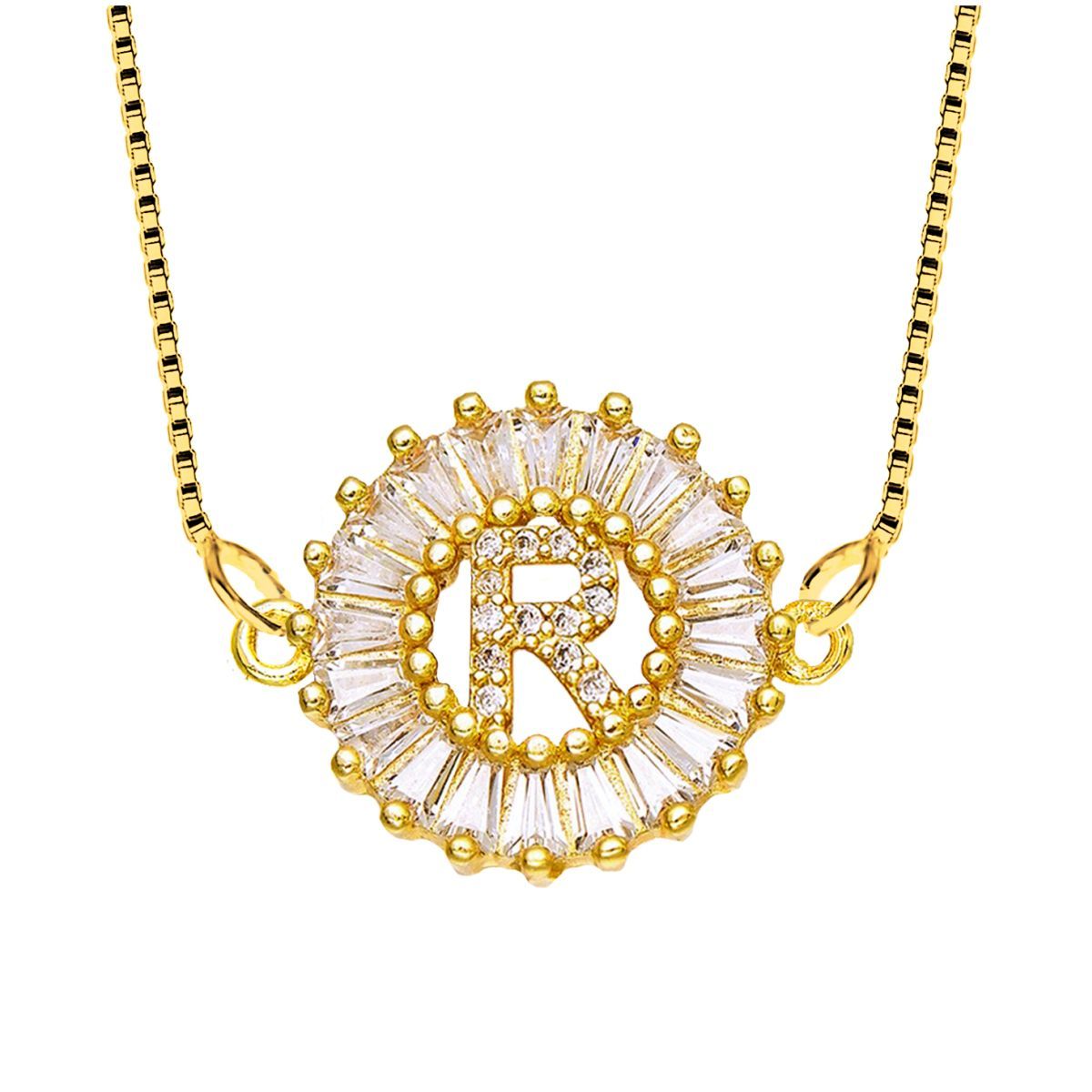 CZ Gold Initial Alphabet Letter B Necklace Pendant Chain Bulk