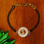Evil Eye Customised Alphabet Initial Letters Baguette Cubic Zirconia 22K Gold Hand Mangalsutra Bracelet For Women