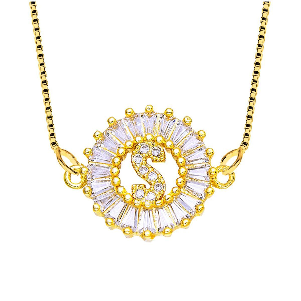 CZ Gold Initial Alphabet Letter B Necklace Pendant Chain Bulk