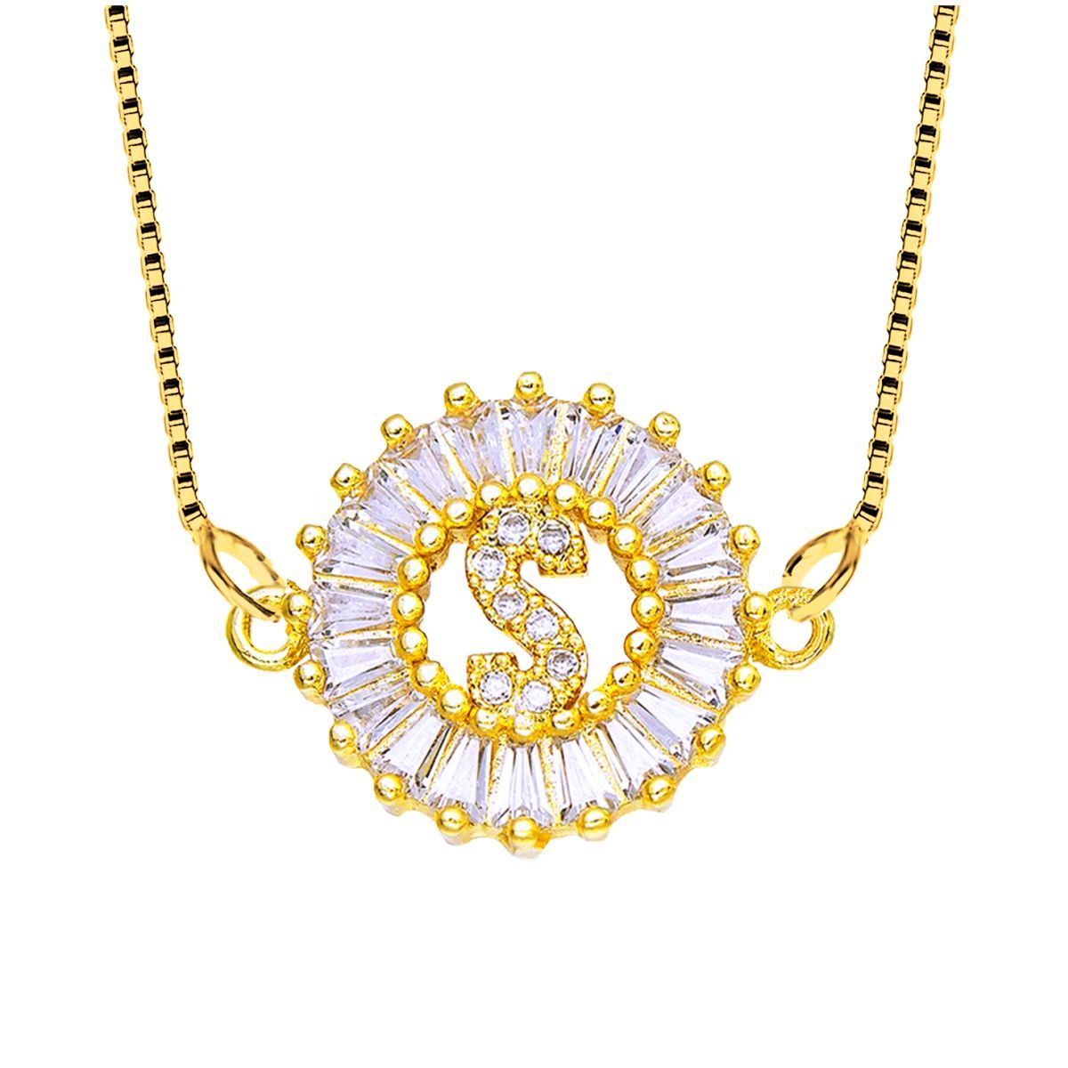 CZ Gold Initial Alphabet Letter B Necklace Pendant Chain Bulk