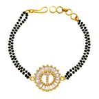 Customised Alphabet Initial Letters Baguette Cubic Zirconia 22K Gold Hand Mangalsutra Bracelet For Women