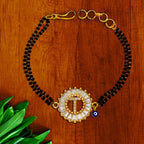 Evil Eye Customised Alphabet Initial Letters Baguette Cubic Zirconia 22K Gold Hand Mangalsutra Bracelet For Women
