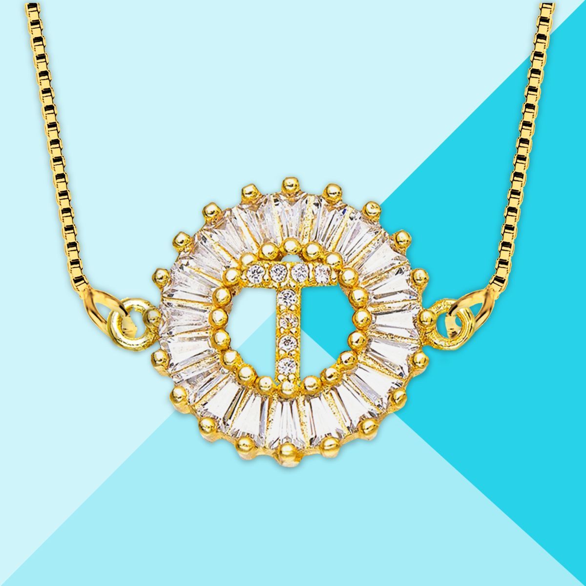 CZ Gold Initial Alphabet Letter B Necklace Pendant Chain Bulk