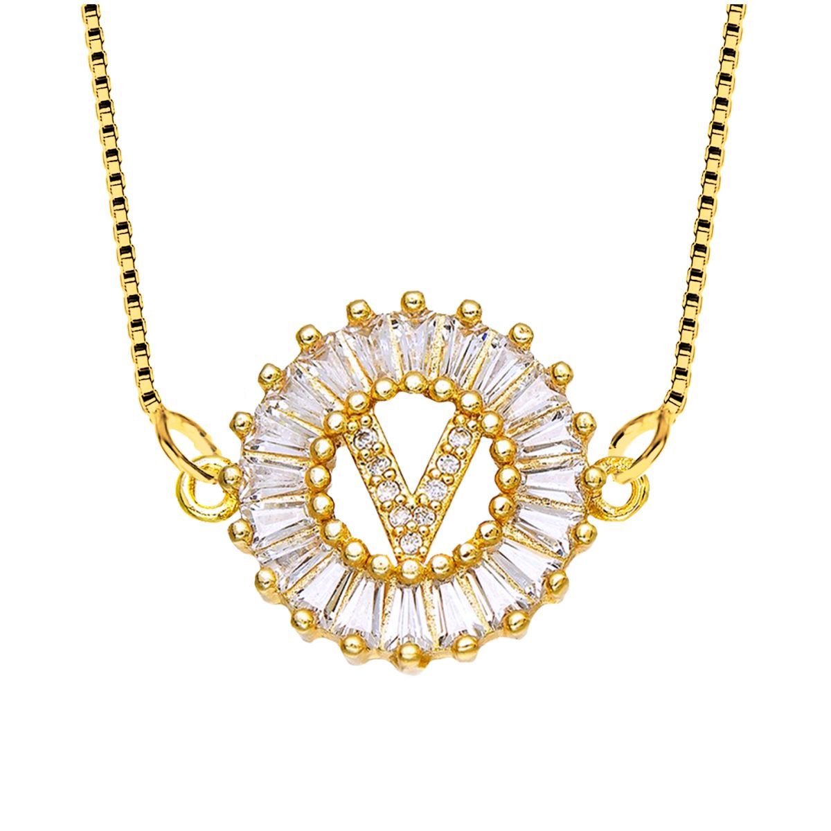 CZ Gold Initial Alphabet Letter B Necklace Pendant Chain Bulk