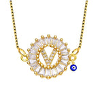 Evil Eye Cz Gold Initial Alphabet Letter B Necklace Pendant Chain