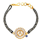 Evil Eye Customised Alphabet Initial Letters Baguette Cubic Zirconia 22K Gold Hand Mangalsutra Bracelet For Women