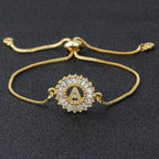 Initial Alphabet Large Letter Cubic Zirconia Gold Slider Bracelet