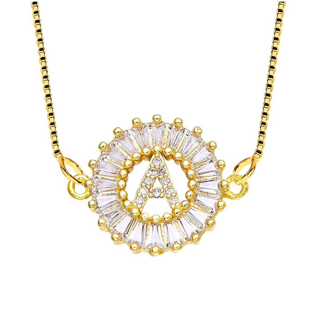 CZ Gold Initial Alphabet Letter B Necklace Pendant Chain Bulk