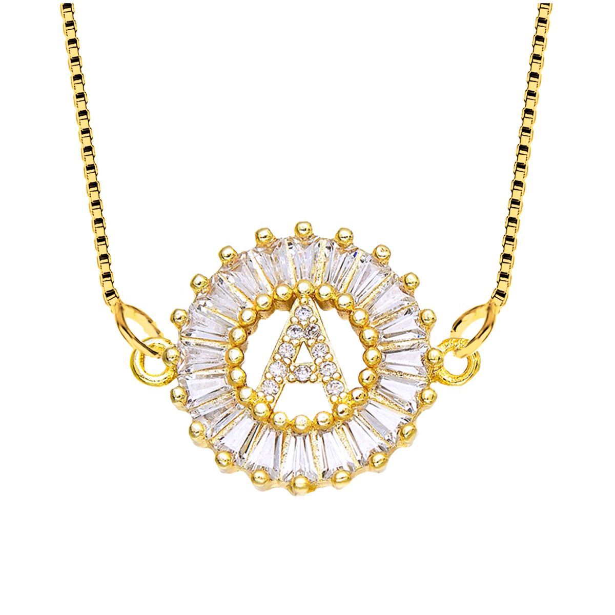 CZ Gold Initial Alphabet Letter B Necklace Pendant Chain Bulk