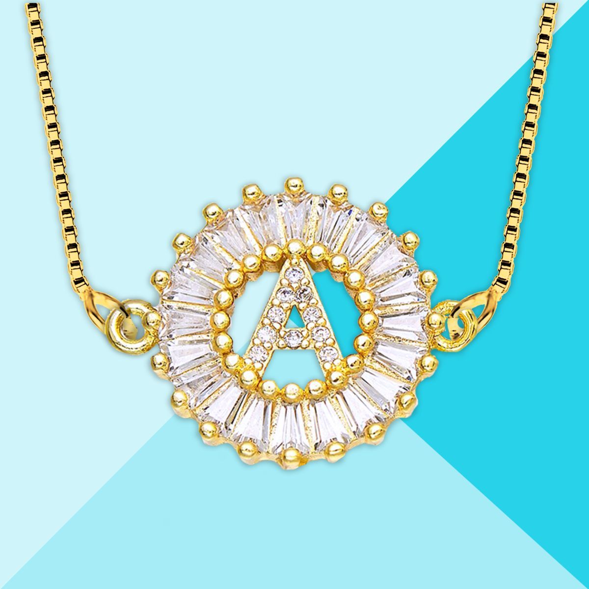 CZ Gold Initial Alphabet Letter B Necklace Pendant Chain Bulk