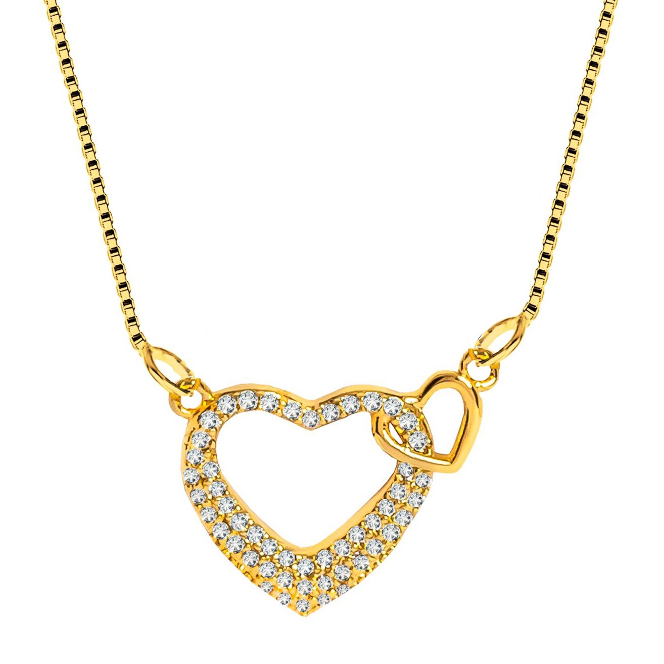 Valentine Couple Heart Love 18K Gold Pendant Chain Necklace Women Secondary image