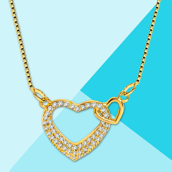 Valentine Couple Heart Love 18K Gold Pendant Chain Necklace Women Main image