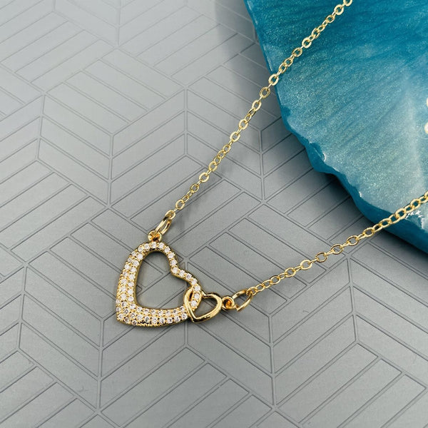 Copper With CZ Crystals Gold Heart Pendant Girls Bulk Main image