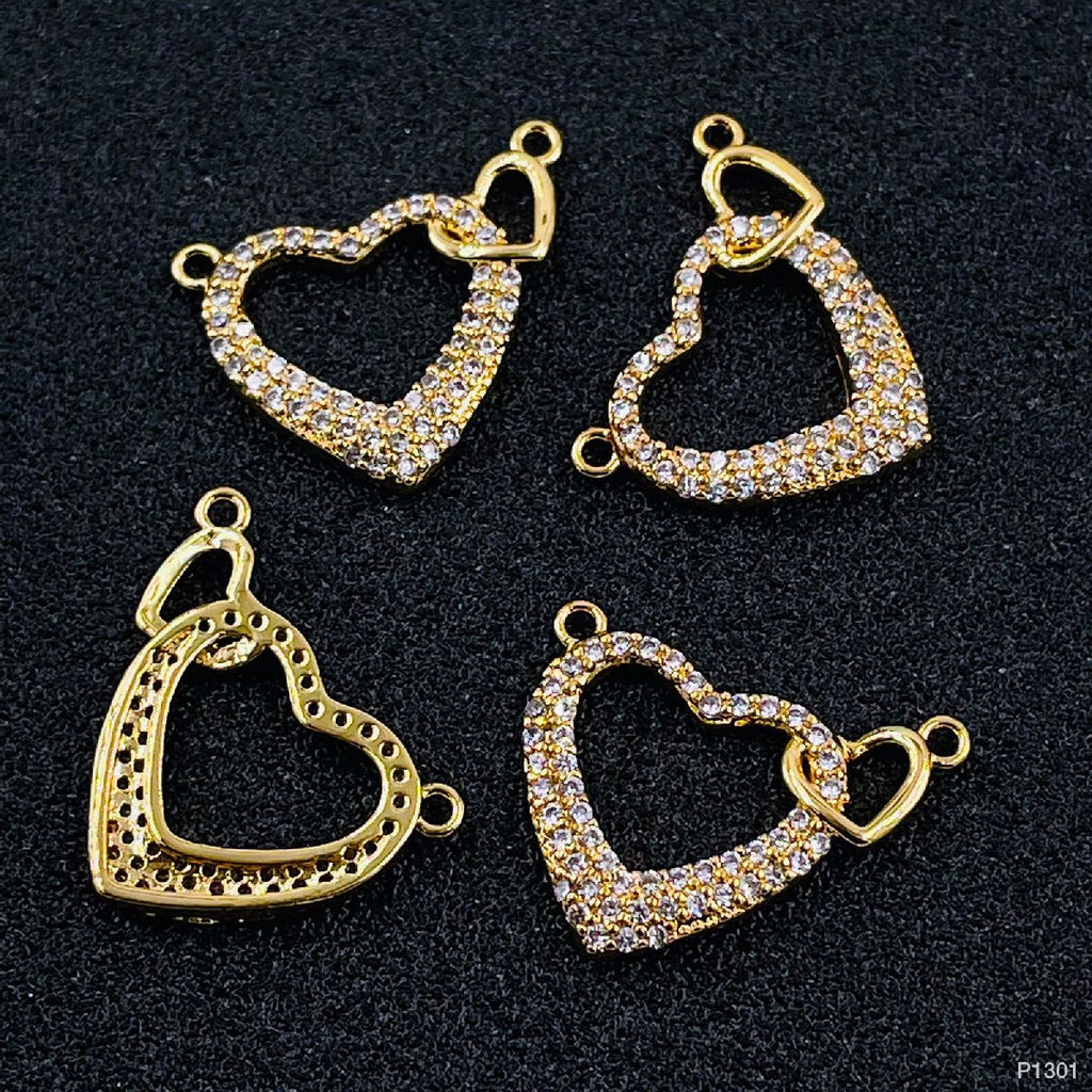 Dual Heart Cubic Zirconia 18K Gold Centre Pcs For Women Bulk