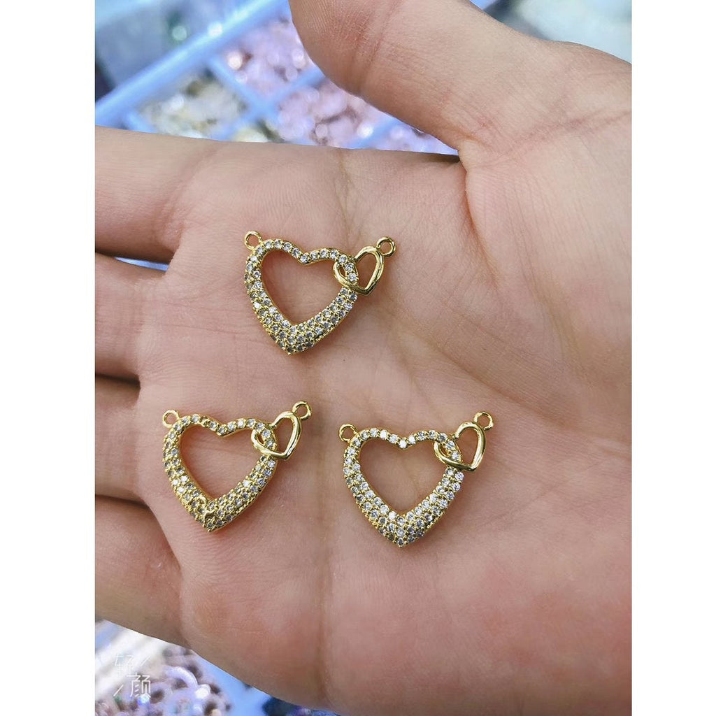 Dual Heart Cubic Zirconia 18K Gold Centre Pcs For Women Bulk