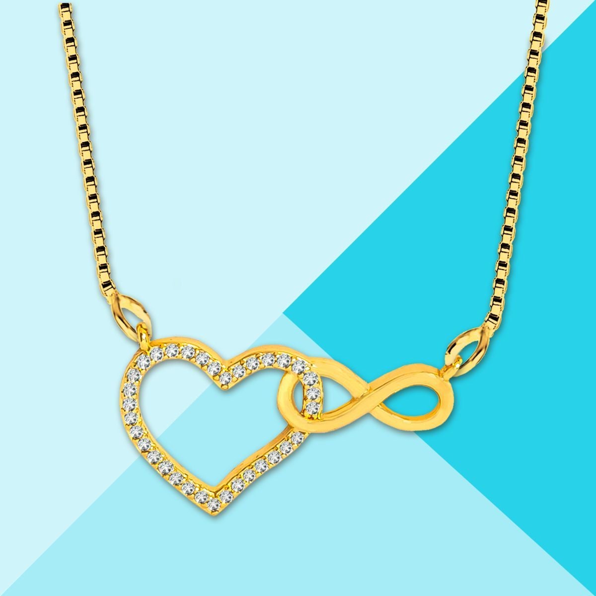 Infinity Heart 18K Gold Cubic Zirconia Pendant Chain Necklace Bulk Main image