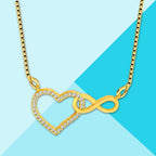 Infinity Heart 18K Gold Cubic Zirconia Pendant Chain Necklace Bulk