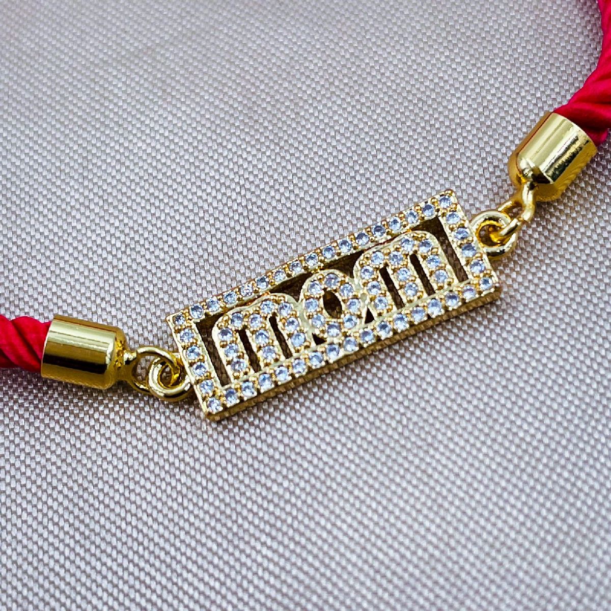 Mom Copper Gold Red Cubic Zirconia Thread Slider Bracelet Women Bulk Secondary image