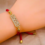 Mom Copper Gold Red Cubic Zirconia Thread Slider Bracelet Women Bulk