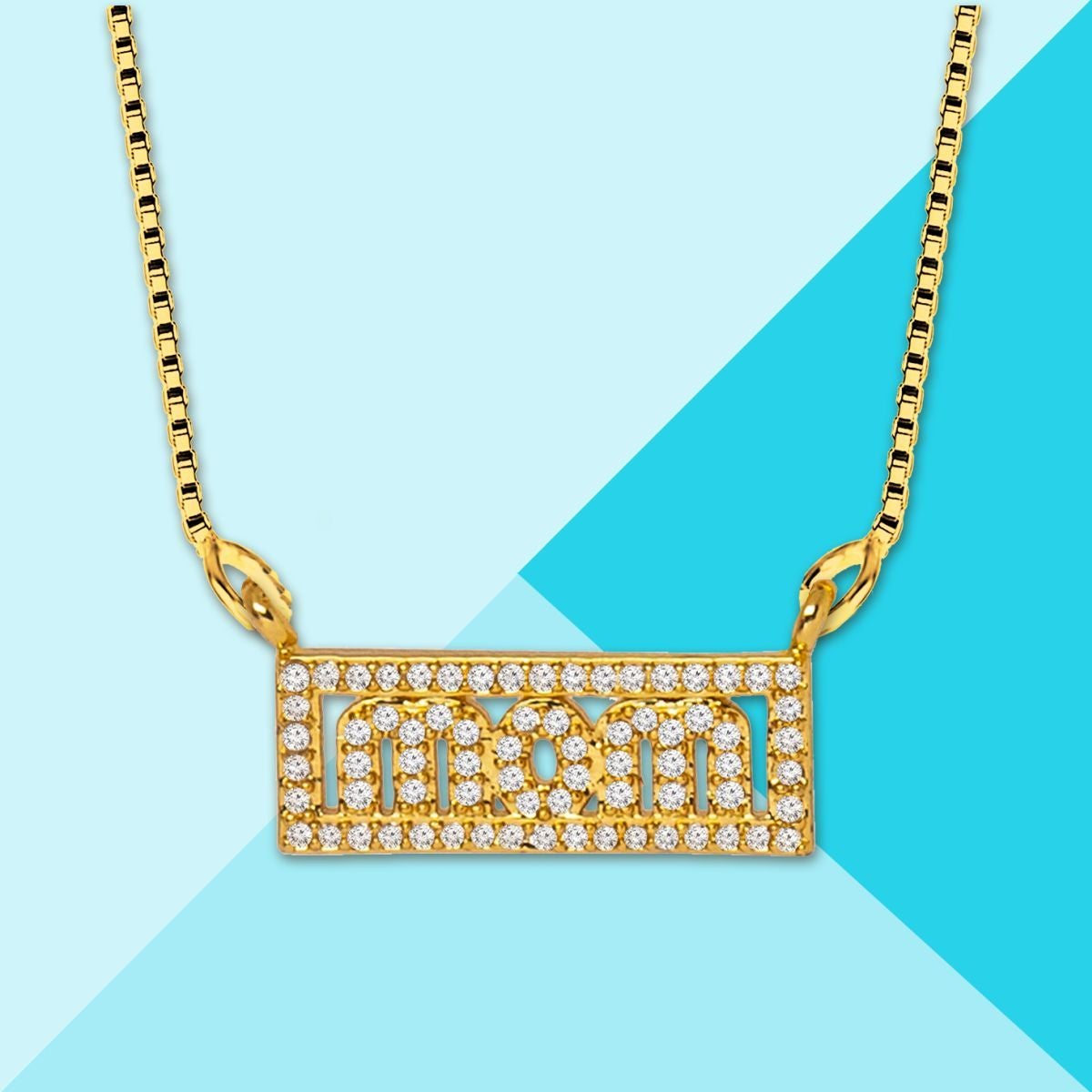 Love Mom Mother 18K Gold Cubic Zirconia Pendant Chain Necklace Bulk Main image