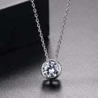 Solitaire American Diamond Silver Necklace Pendant Chain Bulk
