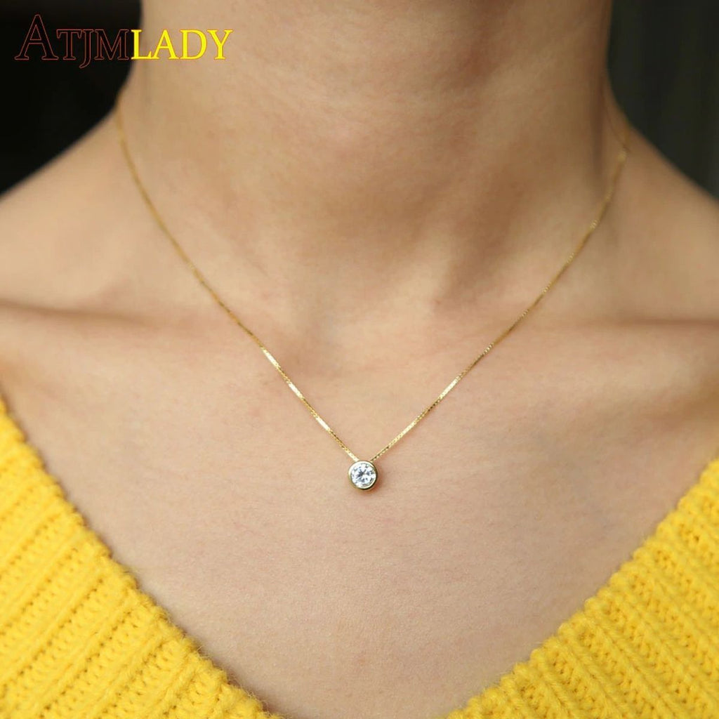 Solitaire American Diamond Silver Necklace Pendant Chain Bulk