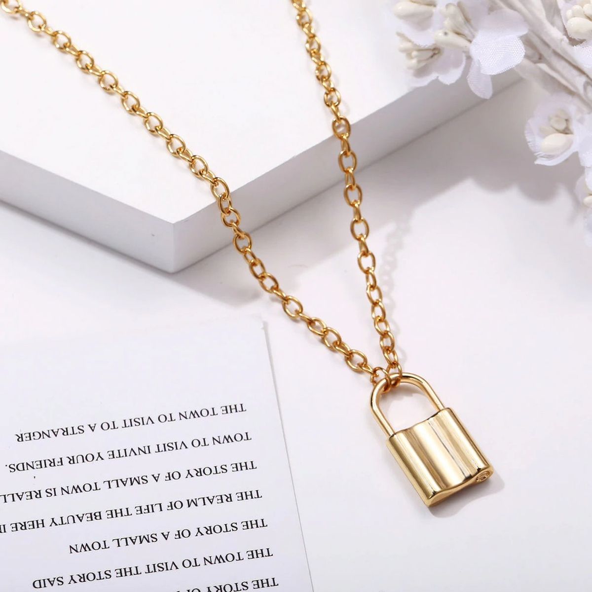 Padlock Lock Charm 18K Gold Plated Necklace Pendant Chain Girls Bulk