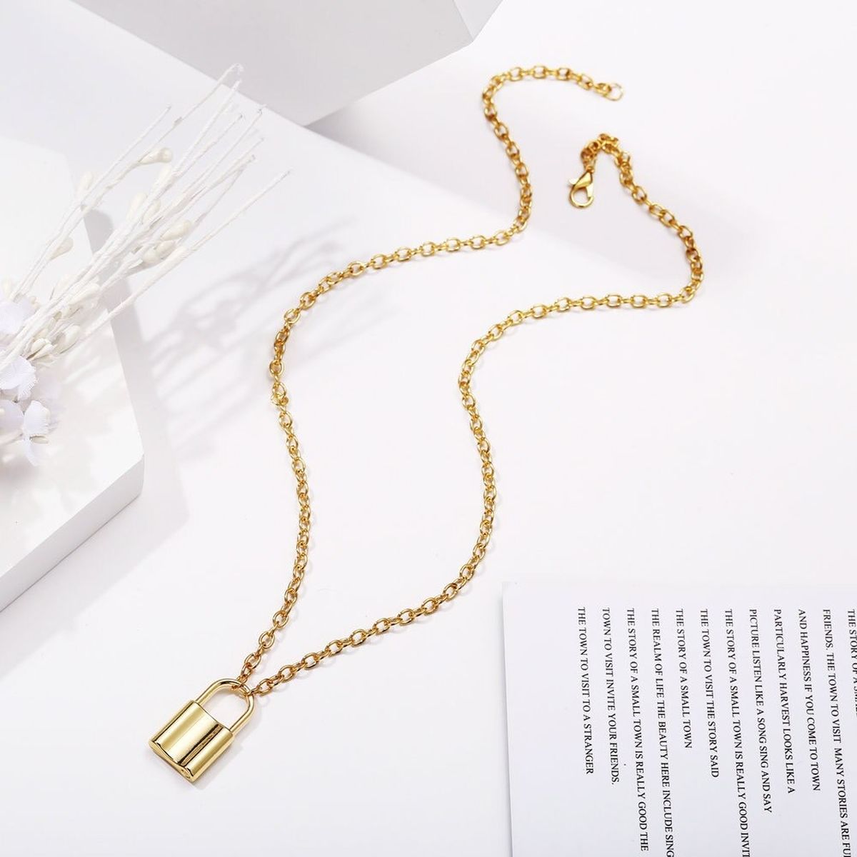 Padlock Lock Charm 18K Gold Plated Necklace Pendant Chain Girls Bulk