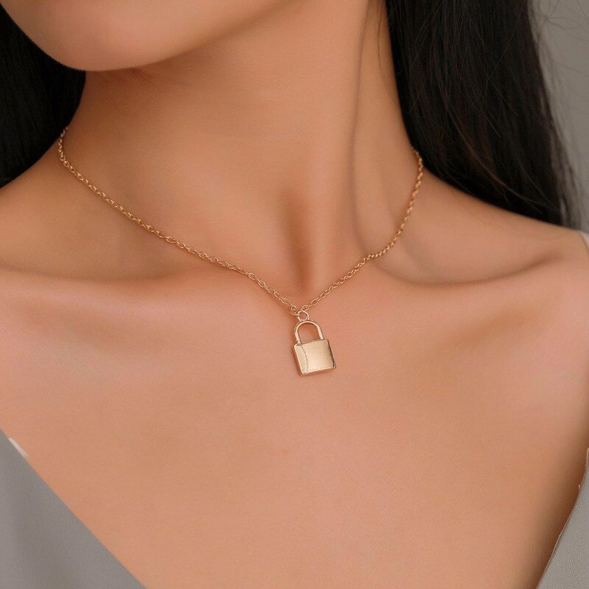 Padlock Lock Charm 18K Gold Plated Necklace Pendant Chain Girls Bulk
