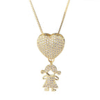 Girl Boy Heart Gold Copper Lover Pendant Necklace Chain Bulk