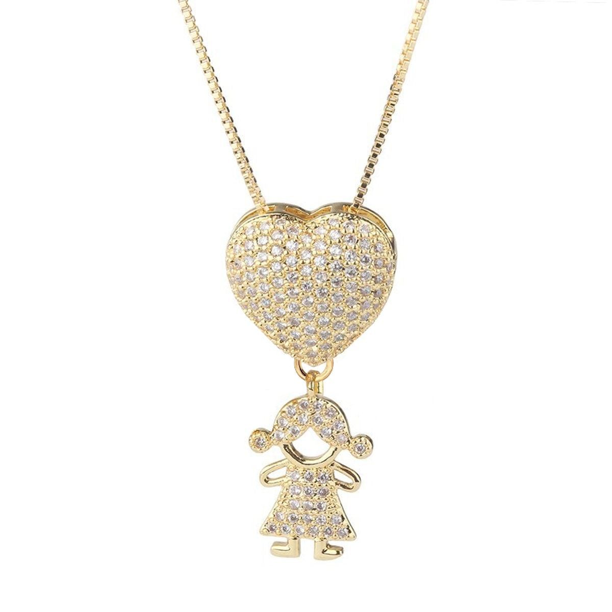 Girl Boy Heart Gold Copper Lover Pendant Necklace Chain Bulk