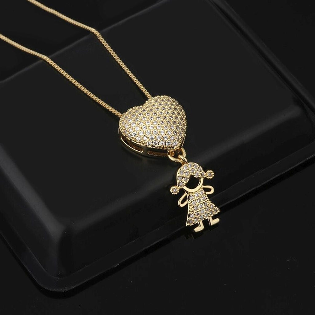 Girl Boy Heart Gold Copper Lover Pendant Necklace Chain Bulk