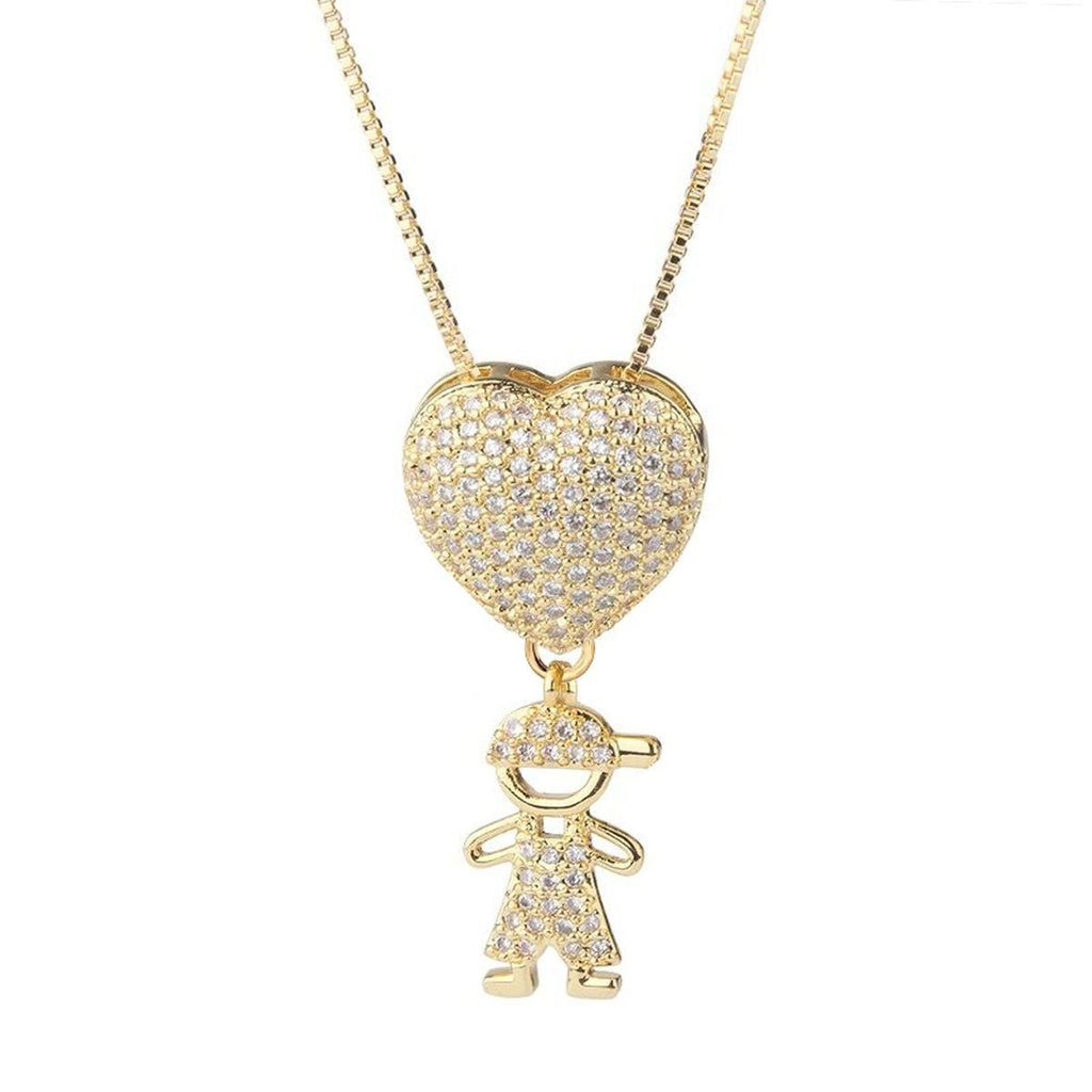 Girl Boy Heart Gold Copper Lover Pendant Necklace Chain Bulk