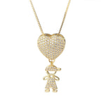 Girl Boy Heart Gold Copper Lover Pendant Necklace Chain Bulk