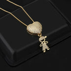 Girl Boy Heart Gold Copper Lover Pendant Necklace Chain Bulk