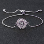 Initial Alphabet Large Letter CZ Silver Slider Bracelet Bulk