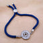 Initial Alphabet Letter D Blue Silver CZ Thread Bracelet Bulk