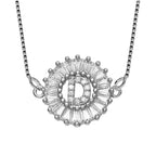 CZ Silver Initial Alphabet Letter B Necklace Pendant Chain Bulk