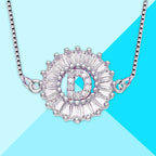 CZ Silver Initial Alphabet Letter B Necklace Pendant Chain Bulk