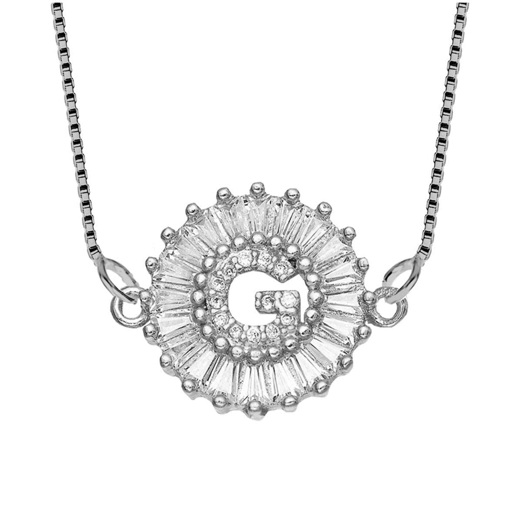 CZ Silver Initial Alphabet Letter B Necklace Pendant Chain Bulk
