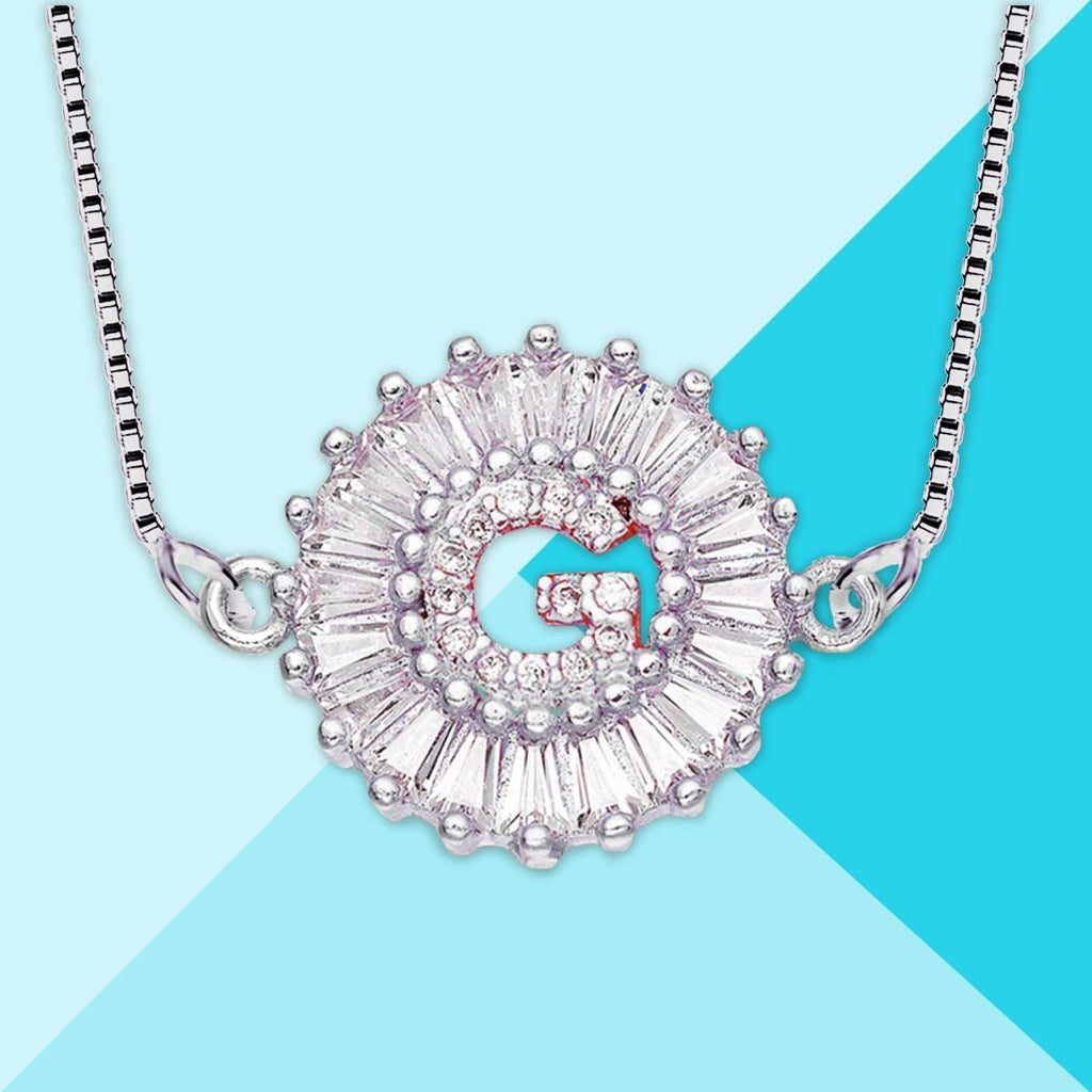 CZ Silver Initial Alphabet Letter B Necklace Pendant Chain Bulk